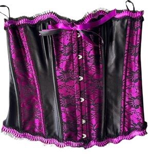 Living Dead Souls Fuchsia Pink Black Lace Corset XXL Goth Punk